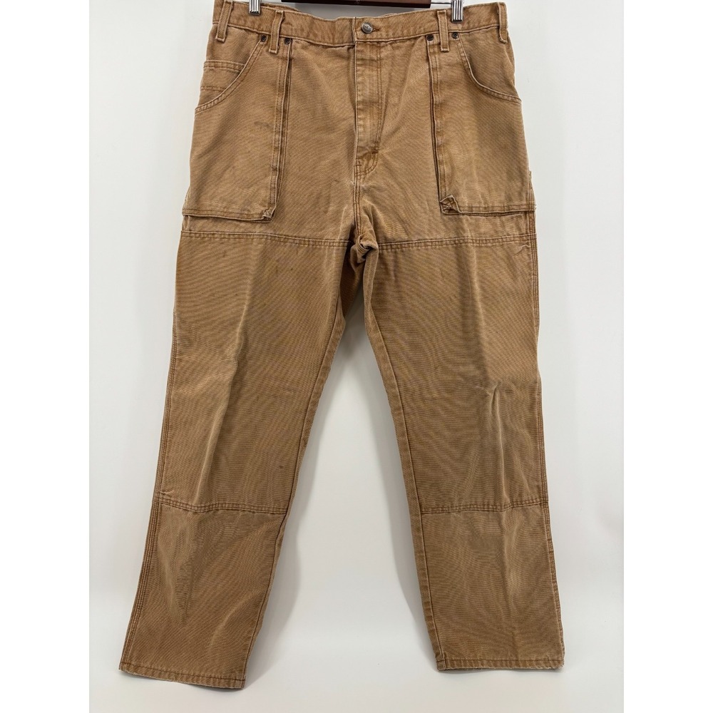 Dickies Carpenter Pants Mens Brown Flat Front Straight Leg Double Knee Workwear‎
